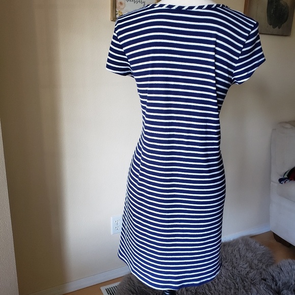 Navy blue & white striped dress - Picture 2 of 2